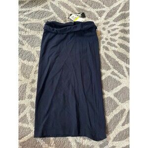 NWT Navy Blue Planet Gold Midi Pencil Skirt